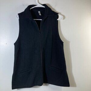 Womens FH Clothing Co Soft Cotton Zip Vest Navy M Cotton Pockets Side Slits